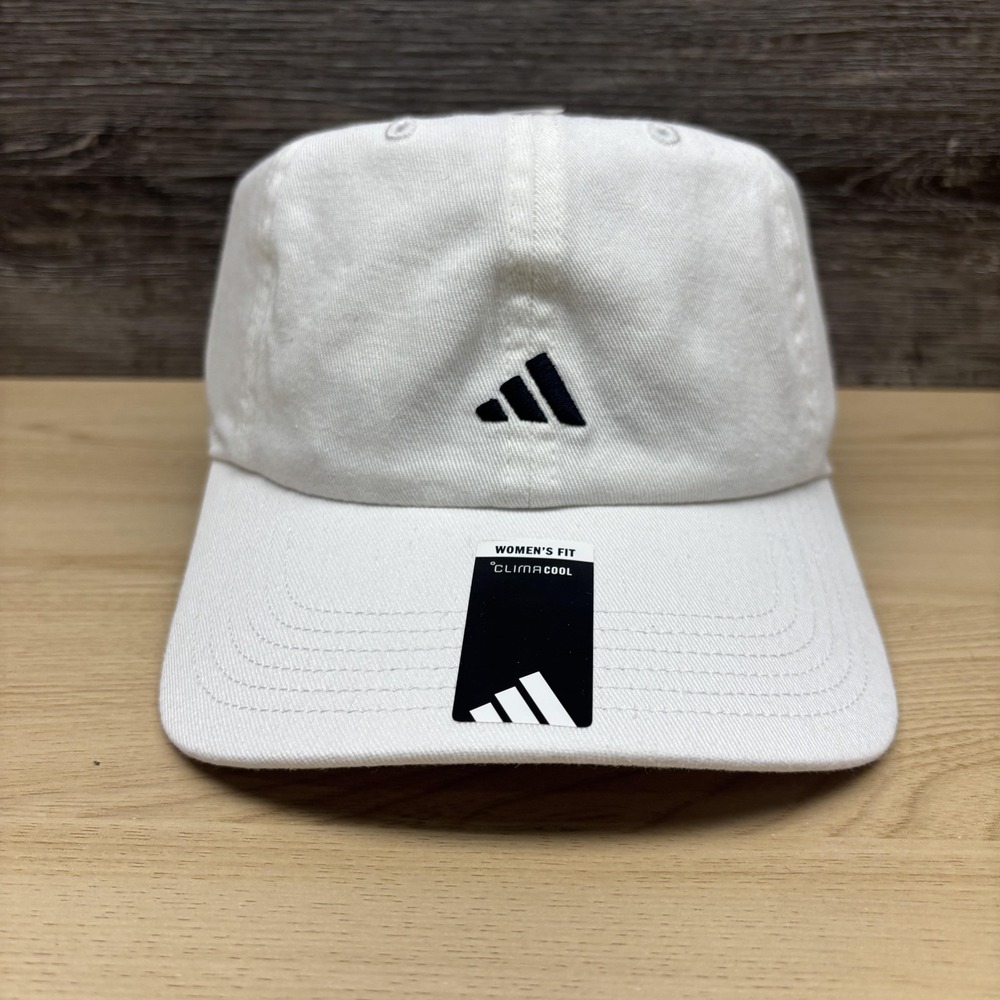 Adidas Hat Cap Strap Back Womens One Size White Black ClimaCool Saturday 3 NWT